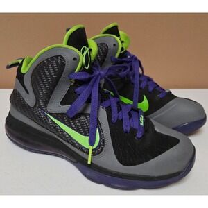 Nike LeBron 9 Low Dunkman Youth 6Y Black Grey Green Basketball Shoes